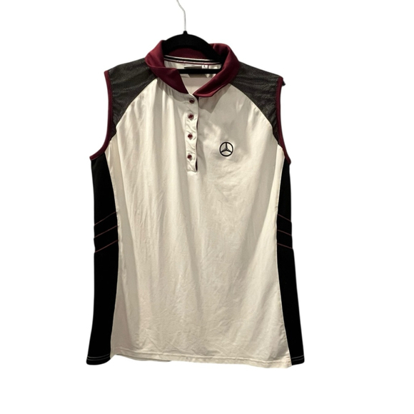 Mercedes Benz Sleeveless Golf Polo Women's Size Large White Outdoors Tennis Soft - Picture 1 of 6